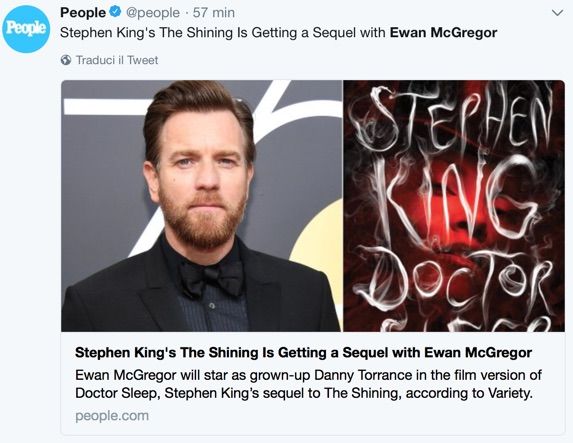 Ewan McGregor sarà il protagonista del sequel di Shining Ewan McGregor sarà il protagonista del sequel di Shining